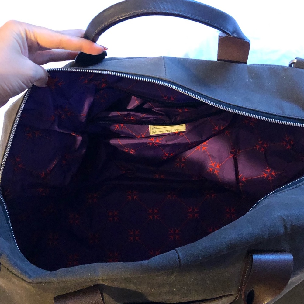 Jack Spade Dark Brown Canvas Duffel with Black Leather Trim - Virgin Atlantic - Picture 6 of 6